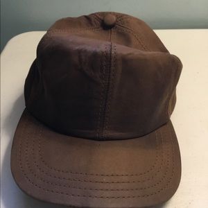 Vintage brown leather baseball hat unisex USA